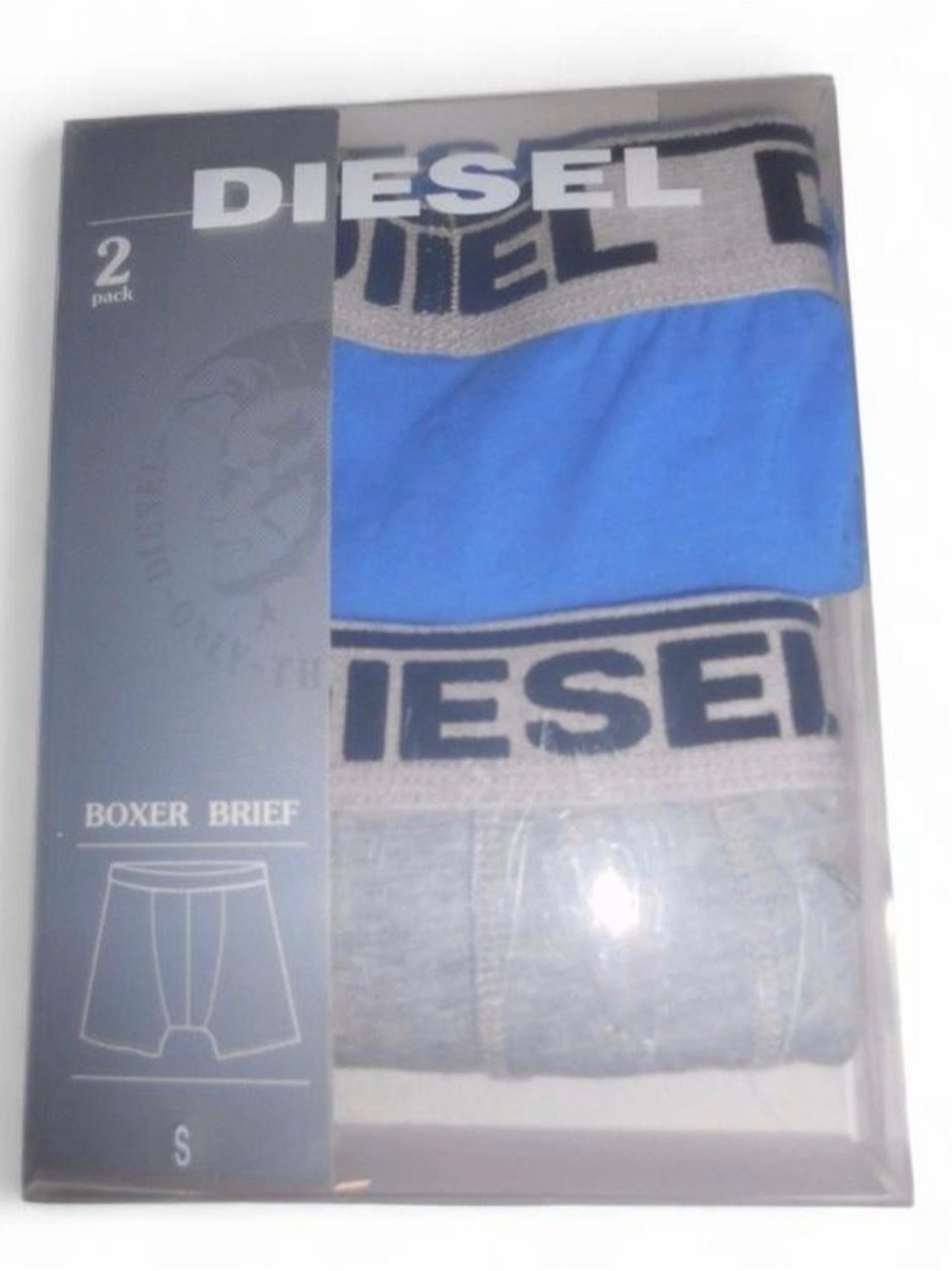 Diesel Men’s 2-Pack Boxer Briefs - Blue & Gray size Small